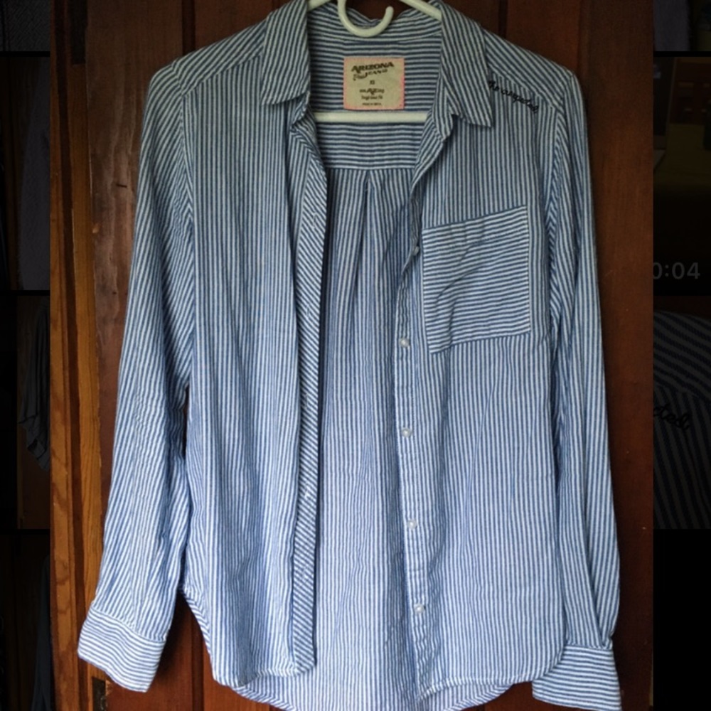 Light button down blouse with embroidered accent